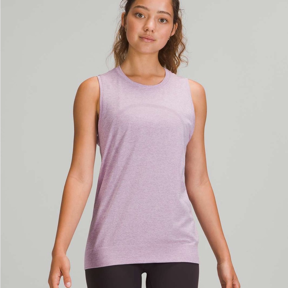 Lululemon Swiftly Breathe Muscle Tank Top (Wisteria Purple / White)